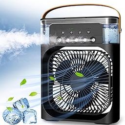 Drumstone [𝟏𝟓 𝐘𝐄𝐀𝐑𝐒 𝐖𝐀𝐑𝐑𝐀𝐍𝐓𝐘] Mini Portable Air Cooler with Oscillation, Humidifier, Timing Function, LED Light – Fast Cooling Fan for Room, Office, and Outdoor Camping_Multicolor-picture-5