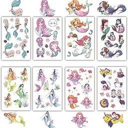 S.A.V.I 75 Kids Mermaid & Sea Animals Temporary Tattoos - 8 Sheets, Waterproof, Non-toxic, 12x7cm-35