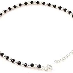 Silver Black Beads Nazariya Anklet for Women | Payal | Kara | Simple Anklet for Girls | Silver Color-image-50