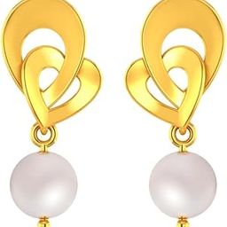 14K Gold Heart Pearl Drop Earrings for Women | Romantic Jewellery Gift | BIS Hallmarked - 0.81g Gold Weight-image-40