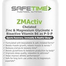 SAFETIME ZMActiv Zinc Glycinate, Magnesium Glycinate, Active form Vitamin B6 P5P, Sports Recovery, Restful Sleep, Immunity, Glutathione Booster, Bioavailable, Safe (1 Quantity - 90 Veg Capsules)-image-57