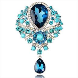Brooch Pin Fashion Crystal Rhinestone Jewellery Pin Vintage Clothing Accessories Decoration Glass Pendant Blue Brooches For Women- S244-image-38