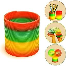 VGRASSP Colorful Magic Rainbow Glossy Spring Coil | Plastic Made Bouncy Expandable Slinkey Classic Toy for Kids and Adults | Portable and Stress Relief Toy | Birthday Return Gift | Multicolor-image-4