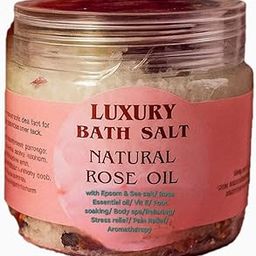Luxury Natural Bath Salt with Epsom & Sea salt/Natural Rose essential oil/Vit E/Foot soaking/Body spa/Relaxing/Stress relief/Pain Relief/aromatherapy (250 gm)-69