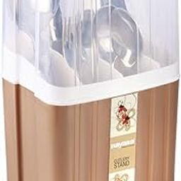Nayasa Plastic Cutlery Stand | 1 Pieces | Spoon Fork Chopstick Storage Holder Box | Tableware Shelf Organazation Rack | Cutlery Drain Rack Organizer | Case for Kitchen | Storage stand | Brown-12
