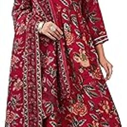 SKY FAB Women Viscose Rayon Anarkali Maternity and Nursing Kurta Set with Dupatta - Brown Floral and Geometric Pattern, 3/4 Sleeves, Comfortable Fit-image-73