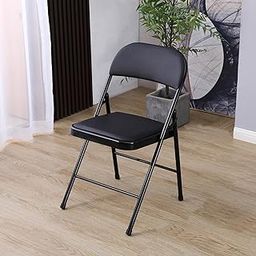 Creative Foldable Chair with Padded seat | Folding Chair for Camping, Kitchen, Reading, Living Room, Cafe, Patio, Garden, Bedroom, Office, Study, Outdoor, Balcony, Home (Pack of 1) | (Black), Metal-5