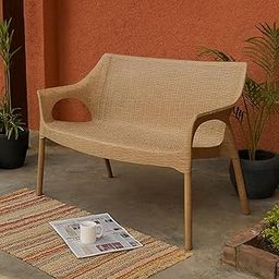 Oaknest Supreme Love Seat – Premium Rattan-Style Plastic 2-Seater Chair for Garden, Balcony & Outdoor Use | Durable, Weather-Resistant & Lightweight – Dark Beige-image-43