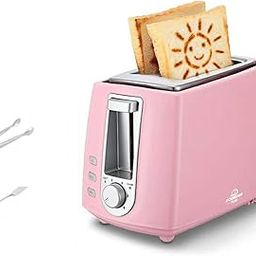 3NH® 2 Slice, Retro Small Toaster with Bagel, Cancel, Defrost Function, Extra Wide Slotact Stainless Steel Toasters for Bread Waffles-Pink-picture-12