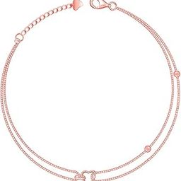 925 Silver Rose Gold Lovely Heart Anklet,Pair| Gifts for Women and Girls | With Certificate of Authenticity and 925 Stamp | 6 Months Warranty-image-33
