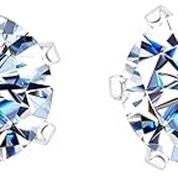 925 Silver Solitaire Stud Earrings | 92.5 Sterling Silver & Round Brilliant Cubic Zirconia Tops for Men Women-10
