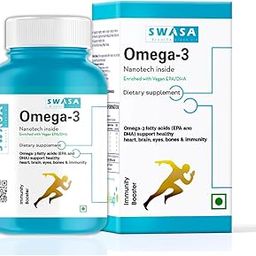 Swasa Haleup Vegan Omega 3 Capsules, 500 mg || Nanotech Inside II Enriched with EPA/DHA || Healthy Heart|| Brain|| Immunity ((Pack of 4))-58