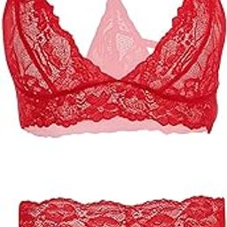 Women's Floral Lace Lingerie Set, Bralette and Thong, Cross-Back Design | Soft, Sexy & Comfortable-image-76