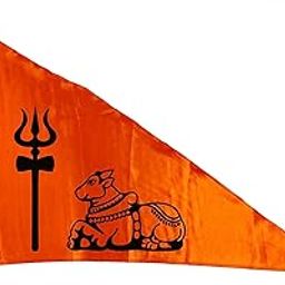 La Jarden® Orange Soft, Silky, Shiny & Satin Flag of Shivji, Bhole baba ka jhanda, Mahakal baba ka jhanda, Nandi baba ka jhanda, bhole shankar ki dhwaja, har har mahadev flag, Shiv Nandi flag (Pack of 1) size 26x40 inches-image-13