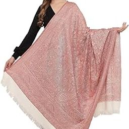 Women's Jamawar Reversible Shawl, Ivory-11