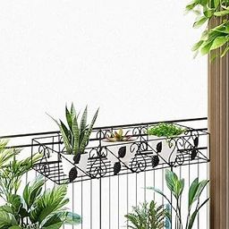 Niyara || Metal Planter Stand || Flower Pot Stand for Railing Planters || Plant Stand Indoor Hanging Pot|| (Leaf Design ( Set of 1))-image-95