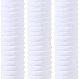 FOK Set Of 25 Pcs Effortless White Color Elastic Cotton Stretch Hair Ties Bands Headband Ponytail Holder-47