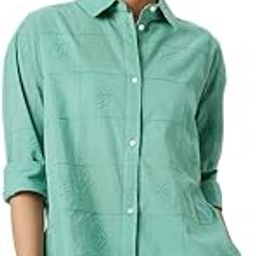 Women Casual Shirt | Relaxed Fit Three-Quarter Cuff Sleeve Point Collar Embroidered Design | 100% Cotton & Breathable Fabric for Everyday Wear-picture-34