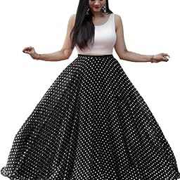 Polka Dot Maxi Skirt with Crop Top Set, Pink and White, High-Waisted Floor Length, Georgette-image-9