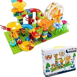 Alokik 186 Pcs Blocks Marble Run Slide Building Toys Kids Race Track Compatible with All Major Brands Bricks Set Various Track Models for Gifts Boys Girls Toddler Age 3+ 【 No Light & Sound 】-image-57