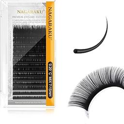 NAGARAKU Eyelash Extensions Individual Lashes 0.20mm C curl 7-15mm Mix Tray Classic Matte Black Natural Faux Mink 16 rows-25