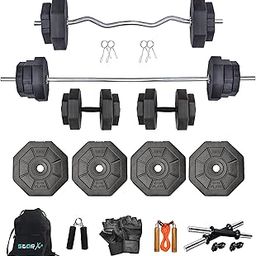StarX Hexa PVC Weight Plates with 3Ft Curl Rod and 5Ft Straight Rod with Home Gym Set Gym Accessories (12)-image-6