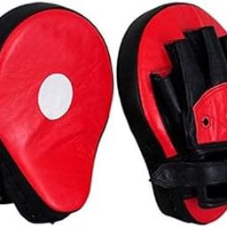 RANAC Sports Red Black Boxing Focus Pad, Martial Arts Curved Mitt for Karate and Training-picture-31