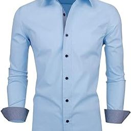 Men's Solid Cotton Blend Regular Fit Full Sleeve Collared Neck Casual Shirt Blue-image-30