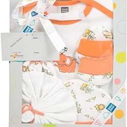 Mee Mee New Born Baby Gift Set | Soft Cotton Clothing Essentials for Infants/Baby Girls, Boys | Baby Shower Clothing Hamper (5 Pieces, Orange)| Ideal Gift for New Born Baby-image-89