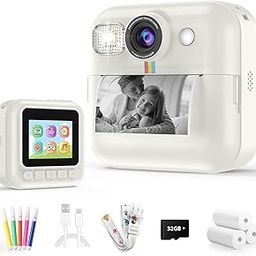 Instant Print Camera for Kids, 3-12 Year Old Girls Boys Gifts, 1080P Video Children Digital Camera with 32GB Card, Kids Christmas Birthday Gifts Toddler Photo Camera Toys for Age 3 4 5 6 7 8 9 (White)-picture-19