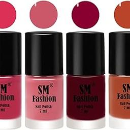 SM FASHION Nail Polish Combo Set (Pack of 4) Quick Dry Gel Finish Nail Paint | Dusty Pink,Nude Pink,Boysenberry,Light Coral | 7 ml Each-image-80