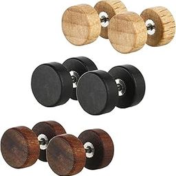 Fake Plugs Wood Stud Earrings Fake Gauge Natural Wood Cheater Plugs Faux Gauges Earrings for Men Women (8-10mm, 17 Gauges)-image-37
