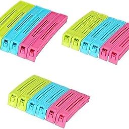 Sulfar Nixy Series 18 Pcs - 3 Different Size Plastic Food Snack Bag Pouch Clip Sealer Large, Medium, Small Plastic Snack Seal Sealing Bag Clips Vacuum Sealer (Set of 18, Multi-Color) (Multicolor)-image-13