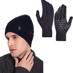 Tomorrow Winter Beanie Set with Glove for Men | Style Winter Caps with Touch Glove | Winter Knit Beanie Hat | Touchscreen Gloves Set-image-2