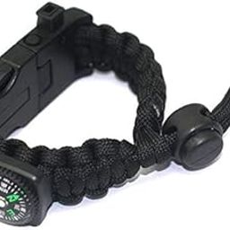 DEMOKRAZY Paracord Survival Bracelet For Unisex Adult - Black, Whistle, Compass, Fire Starter, Tactical-image-93