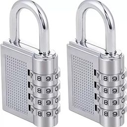 RK RETAILER Resettable Combination 4 Digit Number Travel Luggage Password Padlock 2pc Padlock (Silver)-image-3