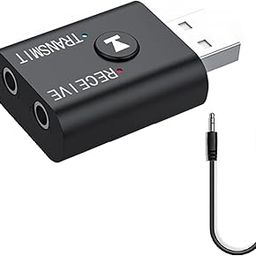 TIZOQ Bluetooth Car Adapter, 2 in 1 Mini Bluetooth BT USB 5.0 Transmitter Receiver Wireless 3.5mm Aux Jack Adapter Hands-Free Car Kit Built-in Mic for Car Aux, Headphones, PC, TV, Laptop, Smarphone-image-64