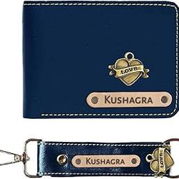 Customized Personalized Wallet Set With Name Printed | Leather Wallet Keychain Combo | Customized Gift For Men | Blue-picture-14