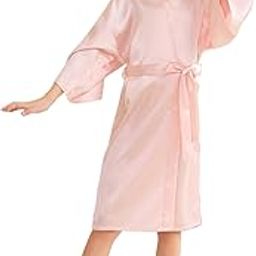 Kids Girl's Satin Silk Kimono Robe, Dressing Gown Bathrobe Nightwear for Spa Wedding Birthday Cosplay Party Dress-image-43