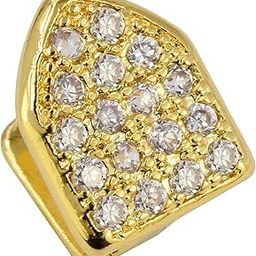 18K Copper Shiny CZ Hip-Hop Rapper Single Mouth Caps Teeth Cosplay Gold-image-15