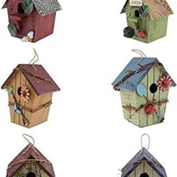 CALANDIS™ 6 Pcs Country Cottages Wood Bird House Hanging Birdhouse Condo Garden Decor | Birdhouses | Bird & Wildlife Accessories | Yard, Garden & Outdoor Living-image-31