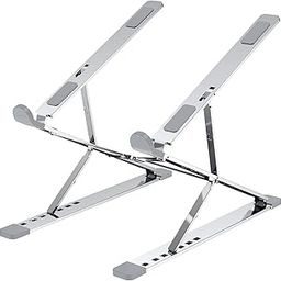 AmazonBasics Double Layer Laptop Stand, 7x9 Height & Angle Adjustable Aluminum Tabletop Riser, Fits Upto 17 Inch Laptops (Silver)-image-48