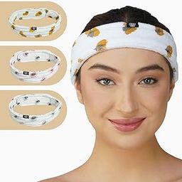 Rangoli Leopard Facial Headbands for Women | Stretchable & Adjustable Skincare Headband for Spa, Yoga, Sports | Super Absorbent Multiuse Sweatbands for Women I Pack of 3 Multi-image-9