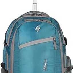 Polyester Laptop Soft Trolley In-Line Skate Wheeler Backpack (Navy Blue & Lt Grey Zip), 45 Liter Dimention in inch, H 20 X W 13 X D 9 (T Green & Grey Zip), Medium-picture-12