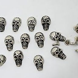 Asiatic Skull Studs/Rivets Punk/Rock Spikes/Fancy Rivets/Fancy Studs/Decorative Studs/Shoes/Bags/Leather/Jackets/caps and Also Used for DIY Items Round Eyes Antique Silver (Pack of 24)-image-31