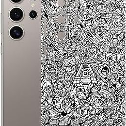 AtOdds - Samsung Galaxy S24 Ultra (5G) - Mobile Back Skin Sticker - Lamination - Back Screen Guard Protector Film Wrap (Coverage - Back+Camera+Sides) (Design - Monocrome Bots)-image-73