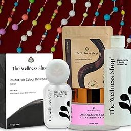 The Wellness Shop Rakhi Gift Set for Sister | Hair & Skincare Combo – Natural Hair Colour, Instant Black Colour , Open Pore Serum + Amla Neem Shampoo & Lightening Cream | Beauty & Wellness Hamper-image-64