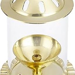 Amazon Brand - Solimo Akhand Diya/Oil Lamp with Glass Cover for Puja, Home Décor and Diwali, Brass (Small)-picture-12