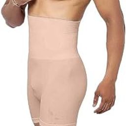 Mens High-Waist Compression Shapewear Shorts, Nude, Tummy Control Body Shaper, Medium-image-93