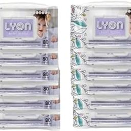 Lyon baby wet wipes with lid | 80 x 12-960 wipes | Enriched with aloe vera and vitamin E | Paraben - free and alcohol - free | Extra thick & moist wet wipes for baby's | 95% Pure Water (Pack of 12)-18